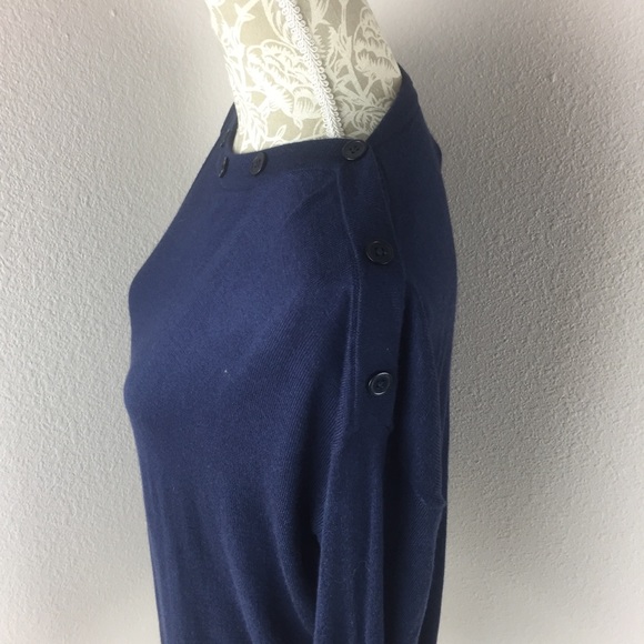 NWT Jeanne Pierre Cashmere Blend Navy Blue Sweater Large Buttons - Picture 4 of 8